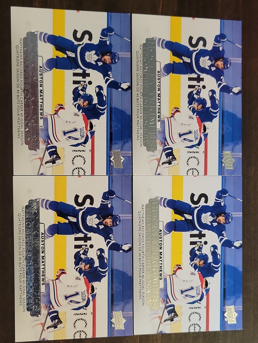 Auston Matthews Toronto Maple Leafs Hockey Trading Card - Blue (Set of 4)